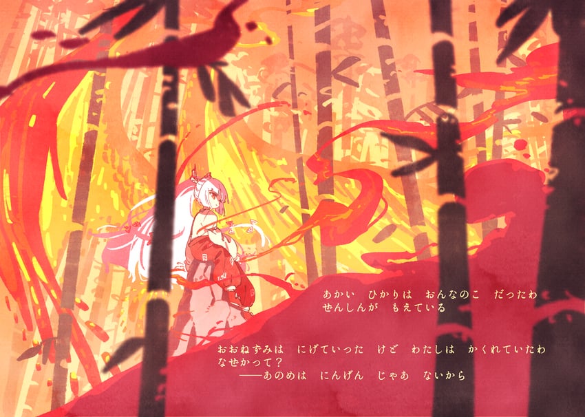 fujiwara no mokou (touhou and 1 more) drawn by nama_udon