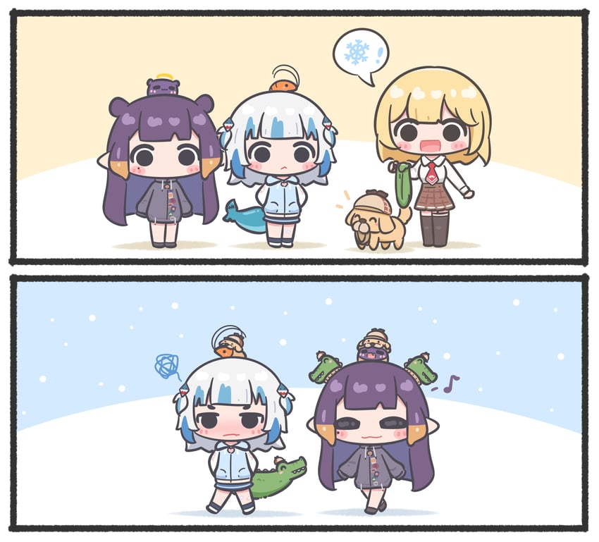 gawr gura, ninomae ina'nis, watson amelia, takodachi, bubba, and 2 more (hololive and 1 more) drawn by mpien