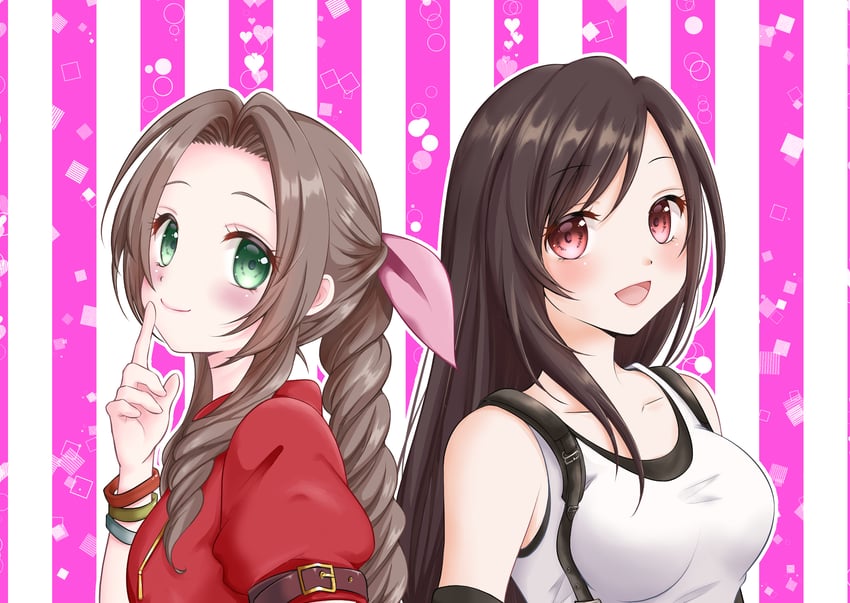 tifa lockhart and aerith gainsborough (final fantasy and 2 more) drawn by nalu