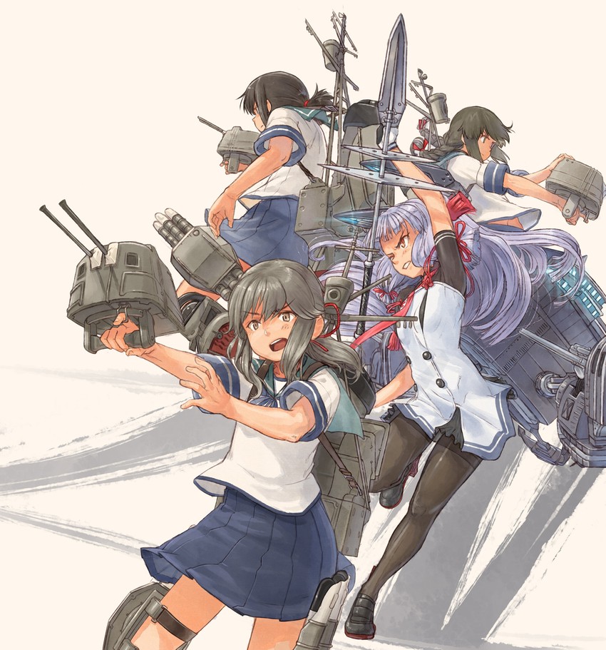 fubuki, murakumo, murakumo kai ni, isonami, and usugumo (kantai collection) drawn by nogiguchi_kohiro