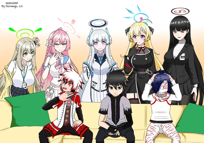 rio, hanako, noa, nonomi, akari, and 3 more (original and 2 more) drawn by kurosugi_lx