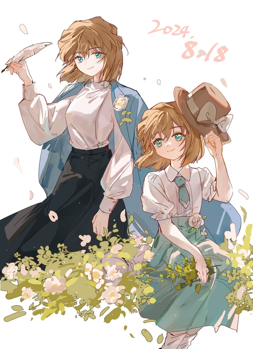 haibara ai and miyano shiho (meitantei conan) drawn by cubed_(houkuaid)