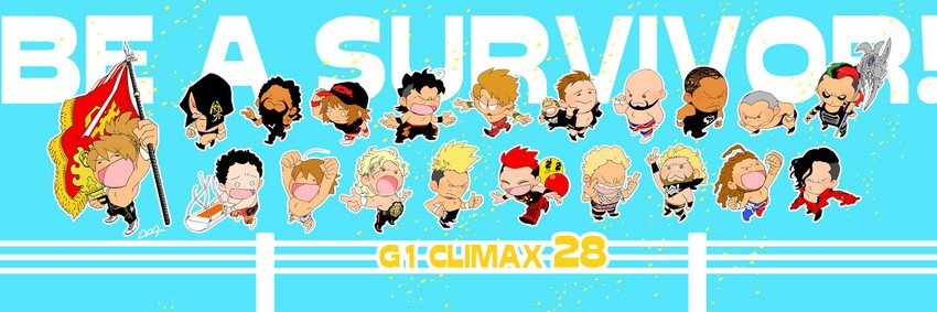 kenny omega, okada kazuchika, naitou tetsuya, yano tooru, tanahashi hiroshi, and 16 more (new japan pro wrestling) drawn by matsu_bomaye