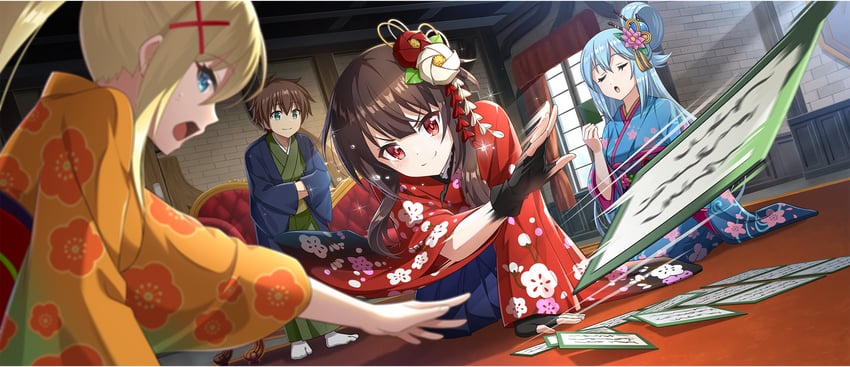 megumin, aqua, darkness, and satou kazuma (kono subarashii sekai ni shukufuku wo! and 1 more)