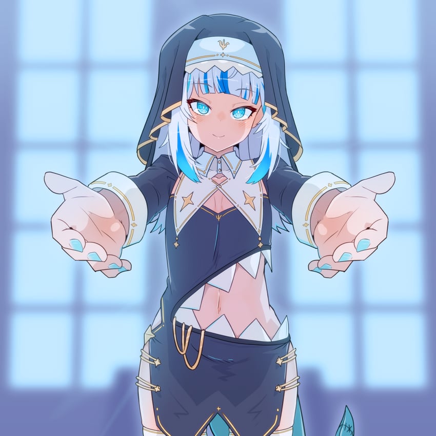 gawr gura (hololive and 1 more) drawn by moral_cacoethes