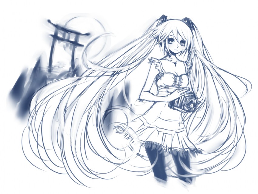 hatsune miku and minazuki ruka (vocaloid and 2 more) drawn by reika_(clovia_studio)