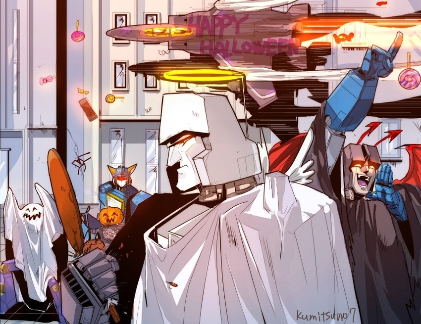 megatron, starscream, soundwave, skywarp, frenzy, and 1 more (transformers and 1 more) drawn by oden_(dofuko)