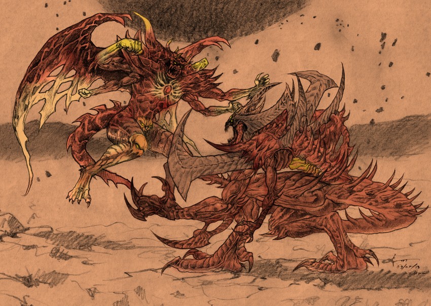chaos and diablo (final fantasy and 3 more) drawn by dominic_ian_cabatit