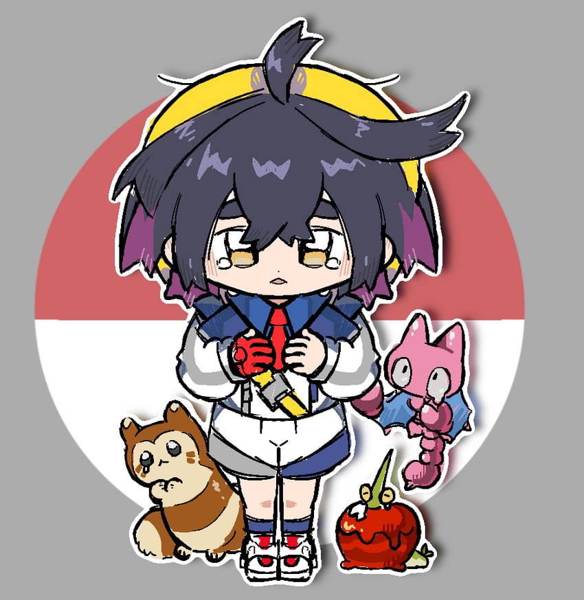 kieran, furret, dipplin, and gligar (pokemon and 1 more) drawn by bingjing_hushi