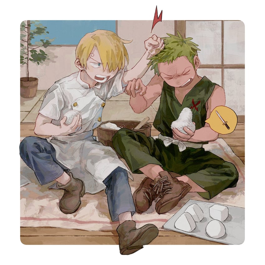 roronoa zoro and sanji (one piece) drawn by kgnr