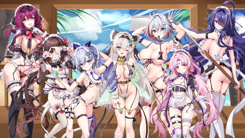 firefly, kafka, acheron, sparkle, silver wolf, and 2 more (honkai and 1 more) drawn by tia_(4017342)