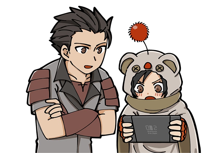 yuffie kisaragi, moogle, and sonon kusakabe (final fantasy and 2 more) drawn by s_m_man