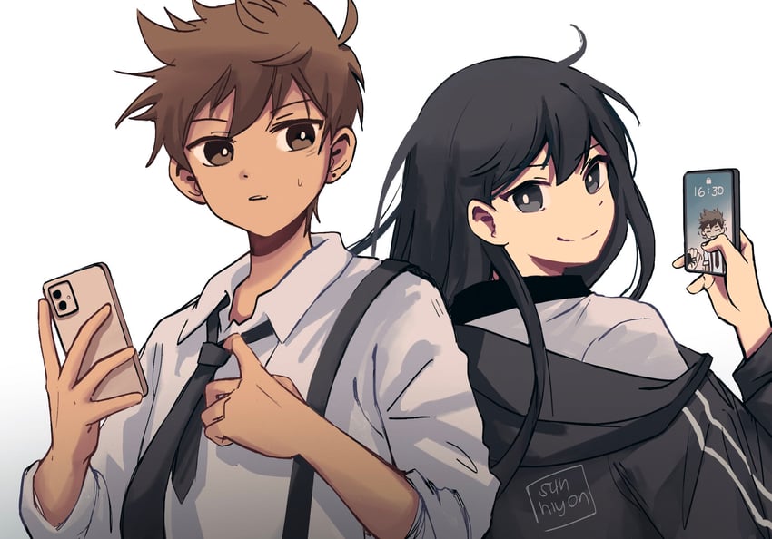 mari and hero (omori) drawn by hiyon_(sun_hiyon)
