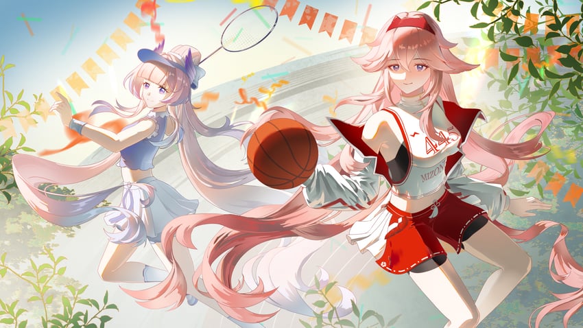 yae miko and sangonomiya kokomi (genshin impact) drawn by renee_(pixiv111596205)