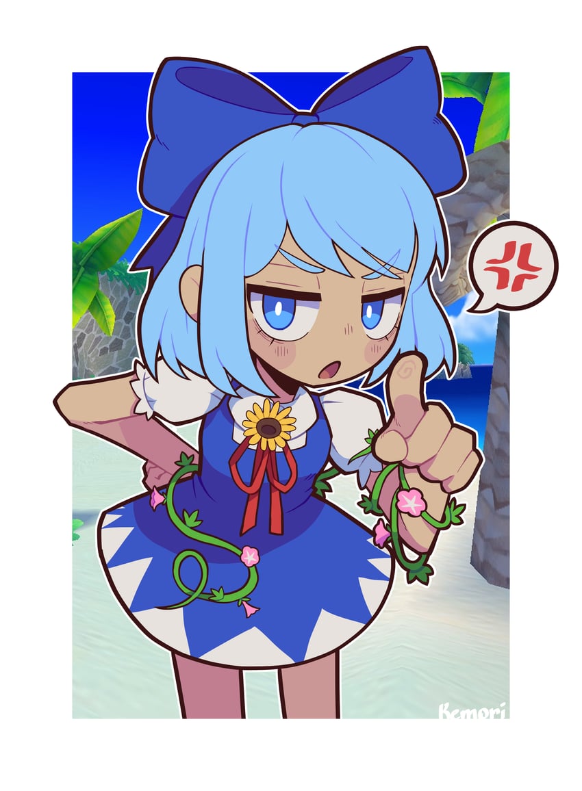 cirno and tanned cirno (touhou and 2 more) drawn by kemori