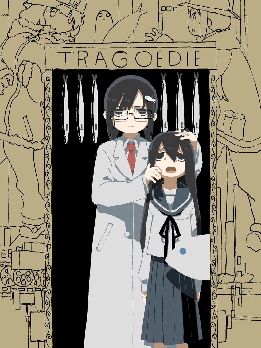 chito, yuuri, tsukishima shijima, and tsukishima shijima's sister (shoujo shuumatsu ryokou and 1 more) drawn by tsukumizu_yuu