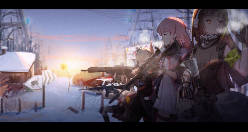 m4a1, m16a1, m4 sopmod ii, and st ar-15 (girls' frontline) drawn by sk_tori