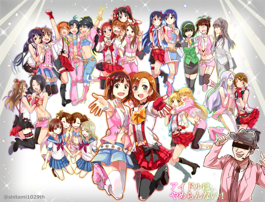 nishikino maki, tojo nozomi, sonoda umi, yazawa nico, ayase eli, and 20 more (idolmaster and 2 more) drawn by michimaru_(michi)