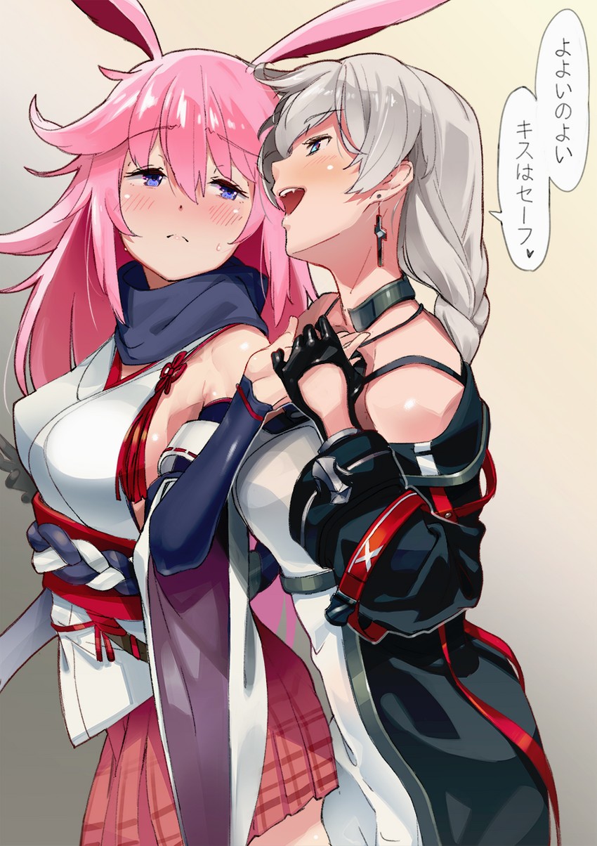 yae sakura and kallen kaslana (honkai and 1 more) drawn by suppa_(hagakuresuppa)