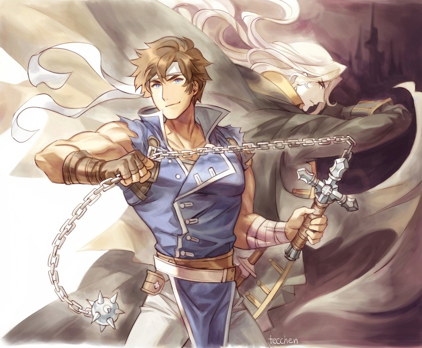 richter belmont and alucard (super smash bros. and 3 more) drawn by tecchen