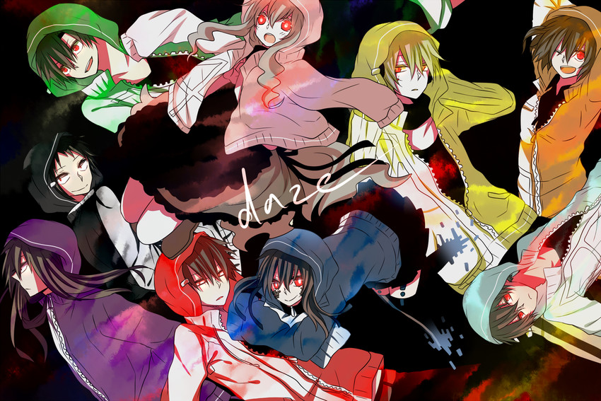 kozakura marry, kisaragi shintarou, kido tsubomi, ene, kano shuuya, and 4 more (kagerou project and 1 more) drawn by negi_(ngng_9)