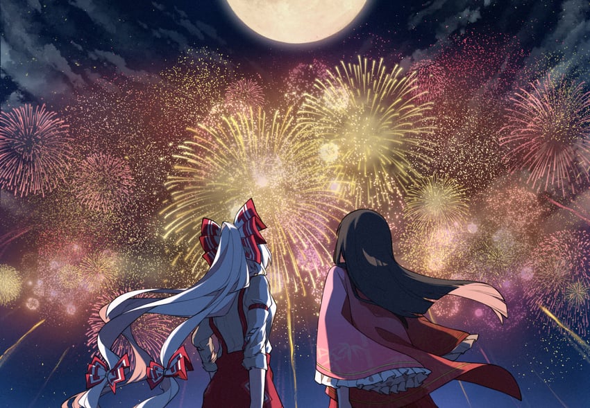 fujiwara no mokou and houraisan kaguya (touhou) drawn by ch00suke