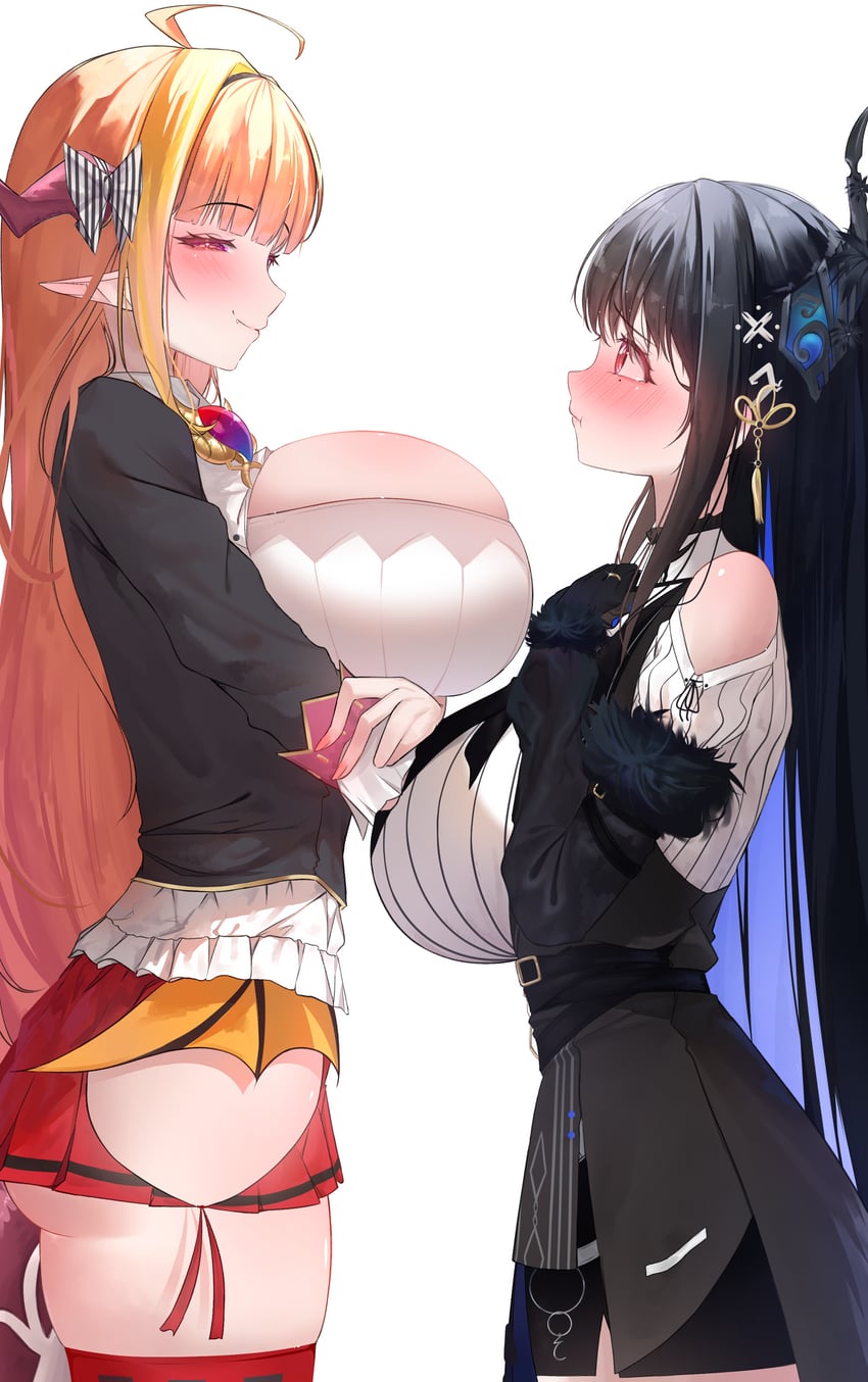 nerissa ravencroft and kiryu coco (hololive and 1 more) drawn by prab