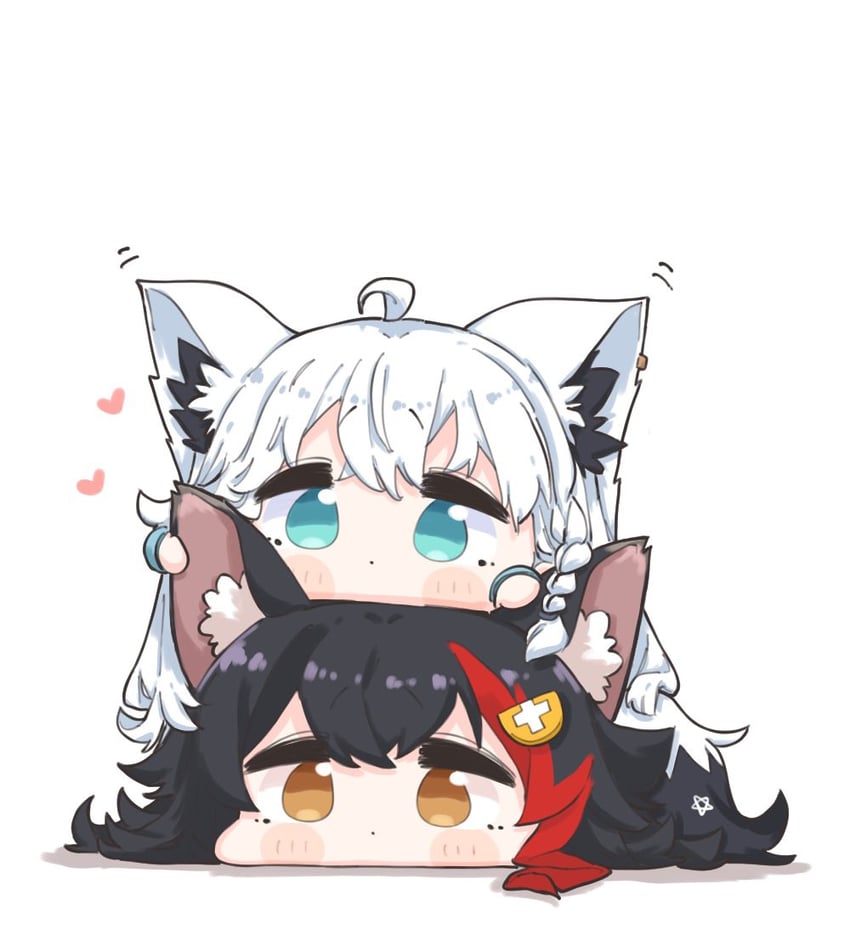 shirakami fubuki and ookami mio (hololive) drawn by suzunoki_t