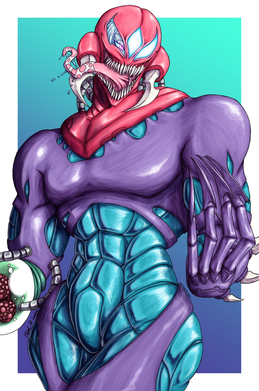 samus aran, metroid, venom, and metroid larva (marvel and 3 more) drawn by xmrnothingx