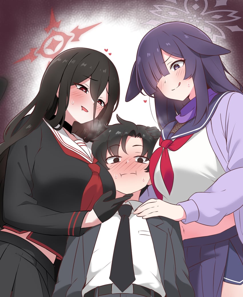 sensei, hasumi, and tsukuyo (blue archive and 1 more) drawn by amogan