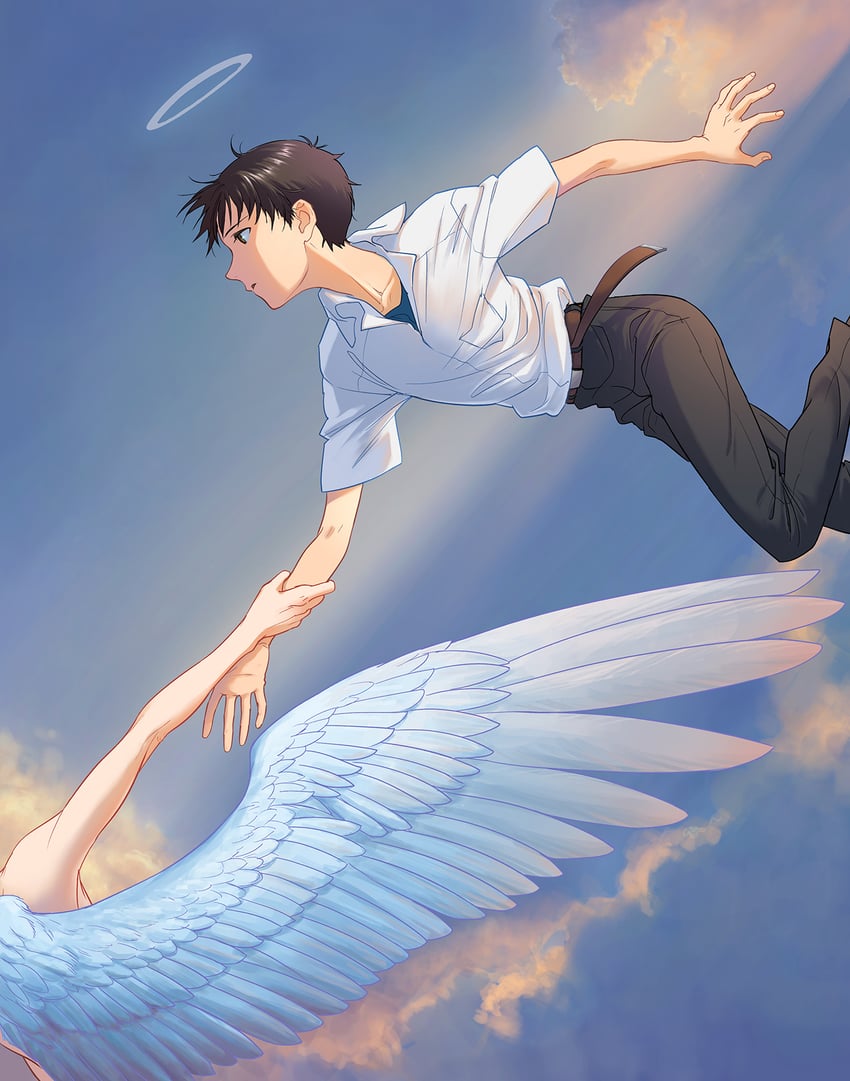 ikari shinji and nagisa kaworu (neon genesis evangelion) drawn by yellowfish