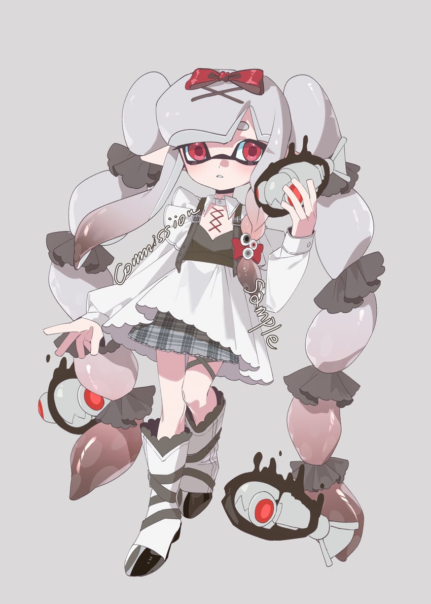 inkling player character, inkling girl, and swarming languendo (splatoon and 2 more) drawn by namazuoku