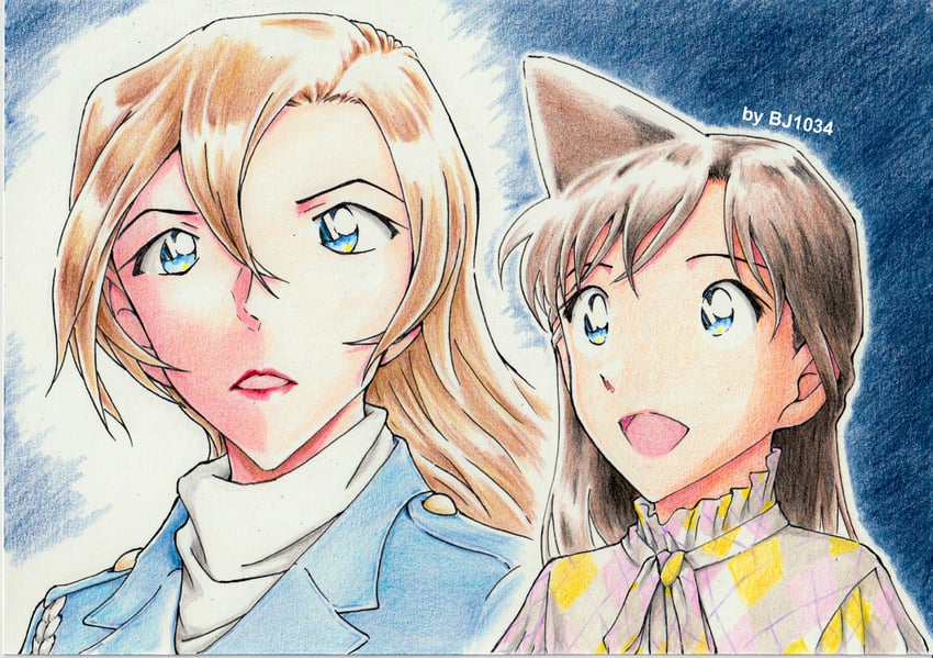 mouri ran and hagiwara chihaya (meitantei conan) drawn by bj1034_(tosashi)