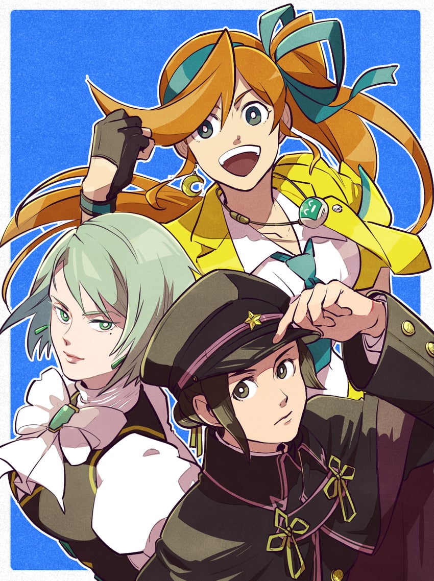 franziska von karma, athena cykes, susato mikotoba, and ryutaro naruhodo (ace attorney and 2 more) drawn by shino_(shino_dgs)