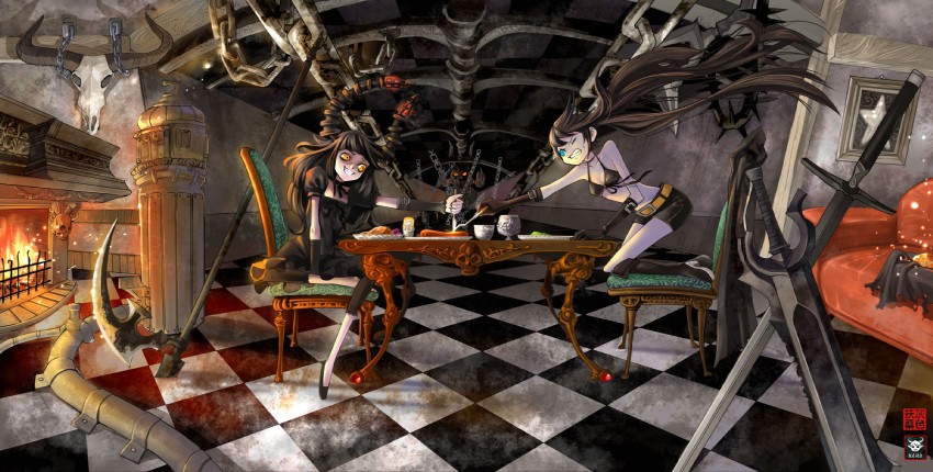 black rock shooter and dead master (black rock shooter) drawn by grayfair