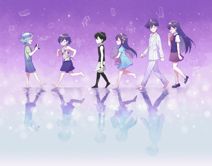 omori, basil, aubrey, mari, kel, and 2 more (omori) drawn by jandara_rin