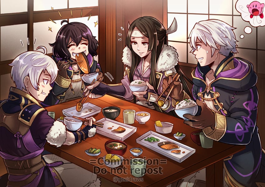 kirby, male robin, female morgan, male morgan, and say'ri (fire emblem and 2 more) drawn by gzei