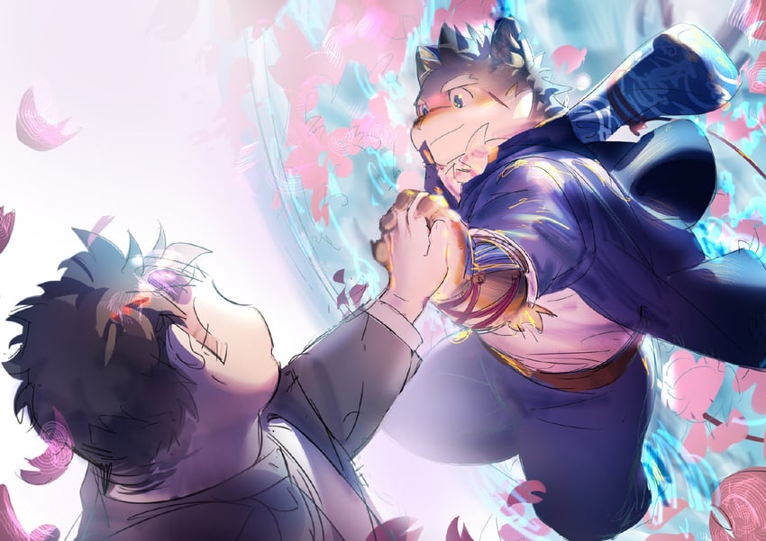 moritaka and protagonist 5 (tokyo afterschool summoners) drawn by quirrel_(gharnedanshyo)