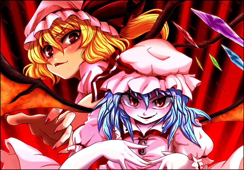 remilia scarlet and flandre scarlet (touhou) drawn by uousa-ou