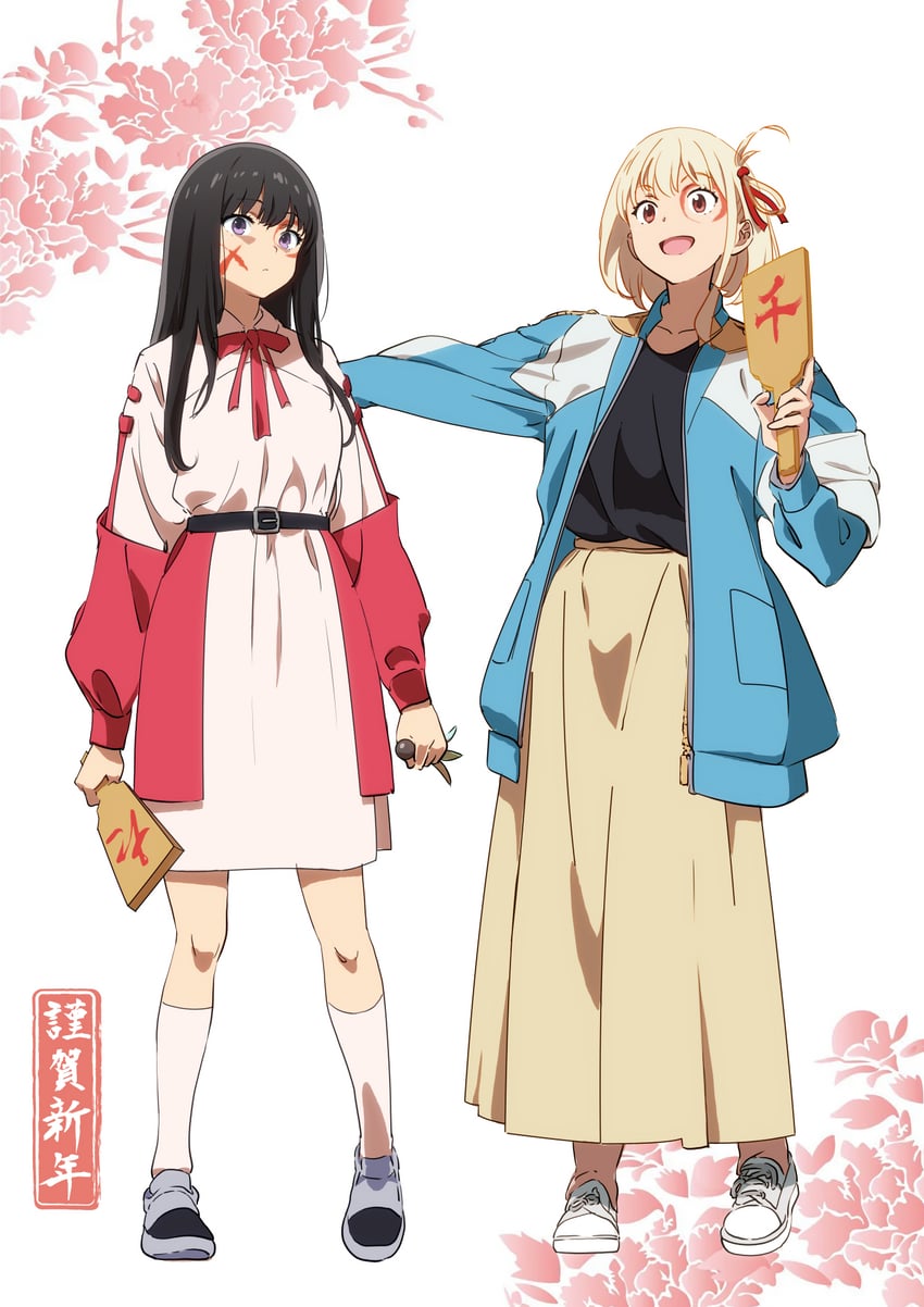 nishikigi chisato and inoue takina (lycoris recoil) drawn by washu_junkyu