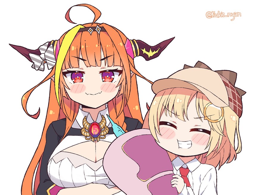 watson amelia and kiryu coco (hololive and 1 more) drawn by kukie-nyan