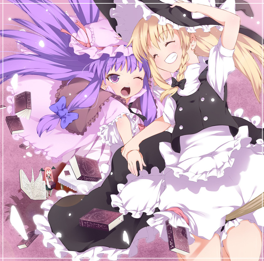 kirisame marisa, patchouli knowledge, and koakuma (touhou) drawn by subachi