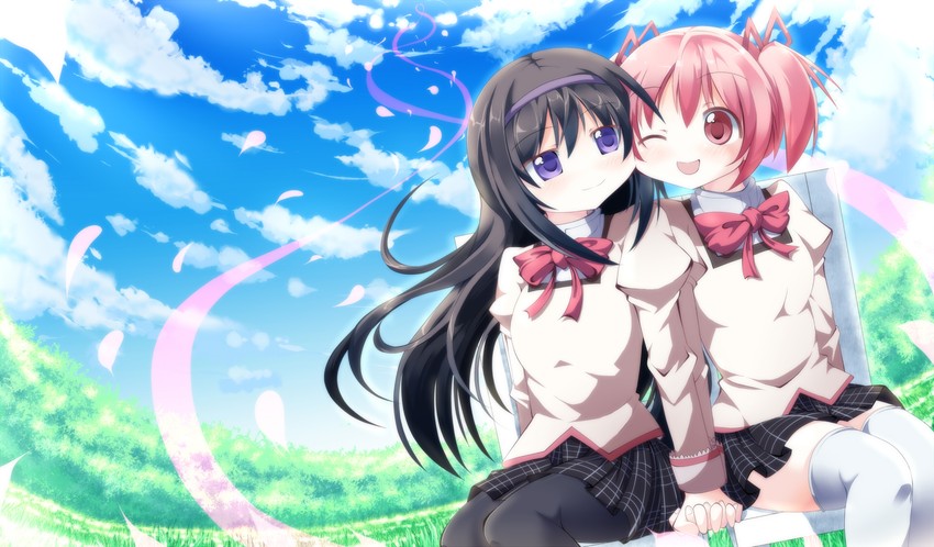 akemi homura and kaname madoka (mahou shoujo madoka magica) drawn by niyadepa