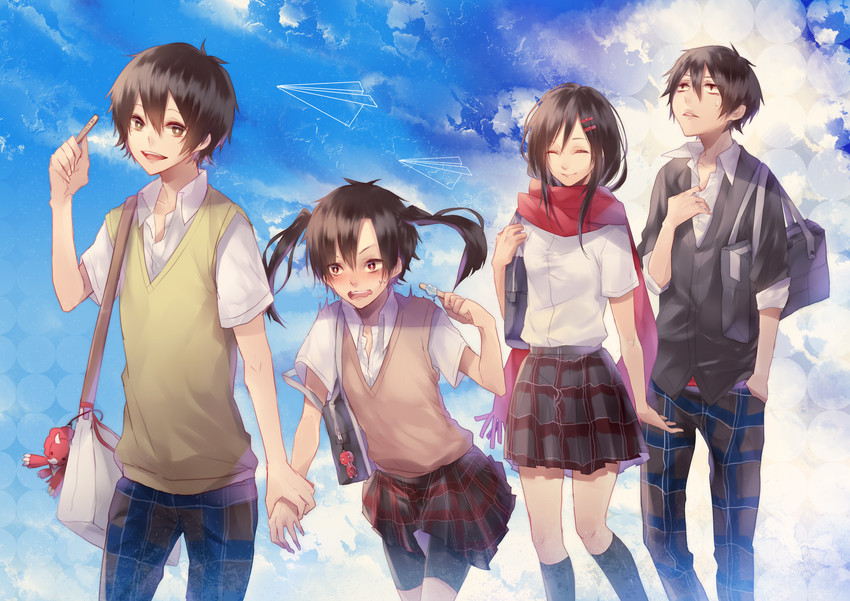 tateyama ayano, kisaragi shintarou, enomoto takane, and kokonose haruka (kagerou project) drawn by mizutama_(mao11260510)