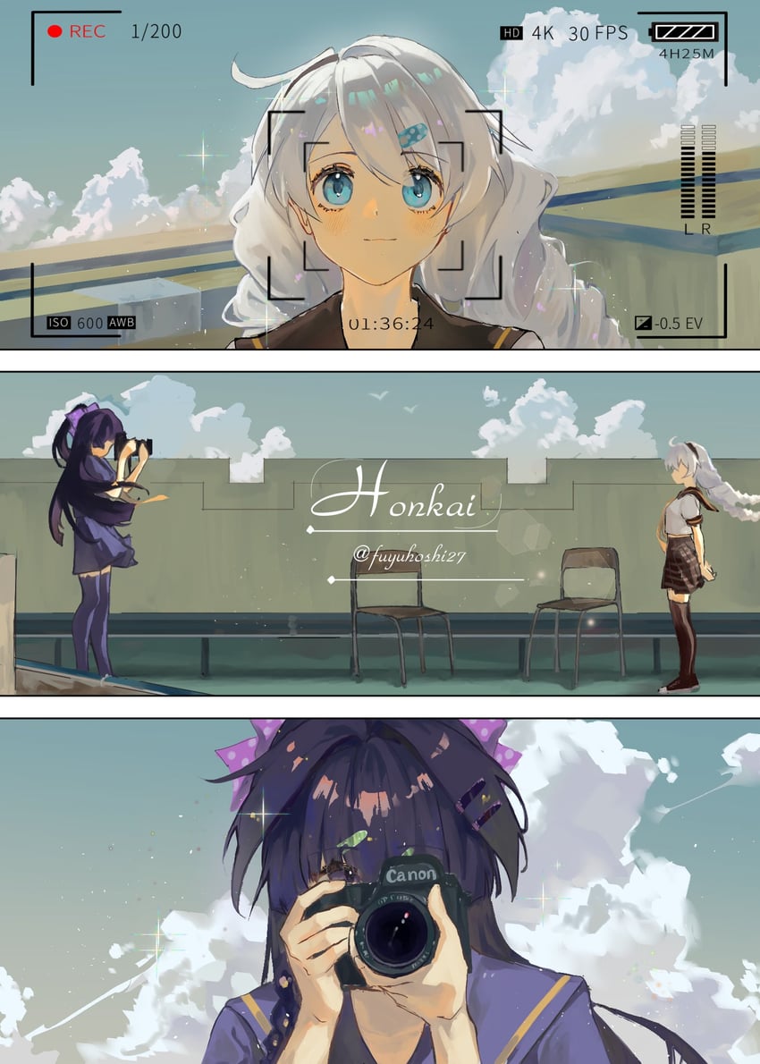 kiana kaslana and raiden mei (honkai and 1 more) drawn by fuyuhoshi27