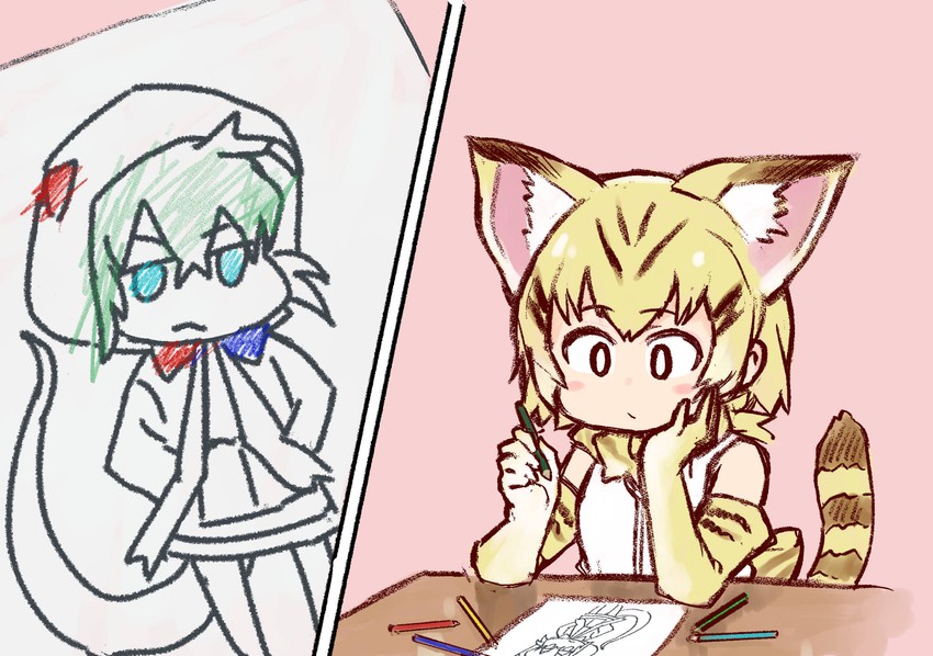 tsuchinoko and sand cat (kemono friends) drawn by ouka_(yama)