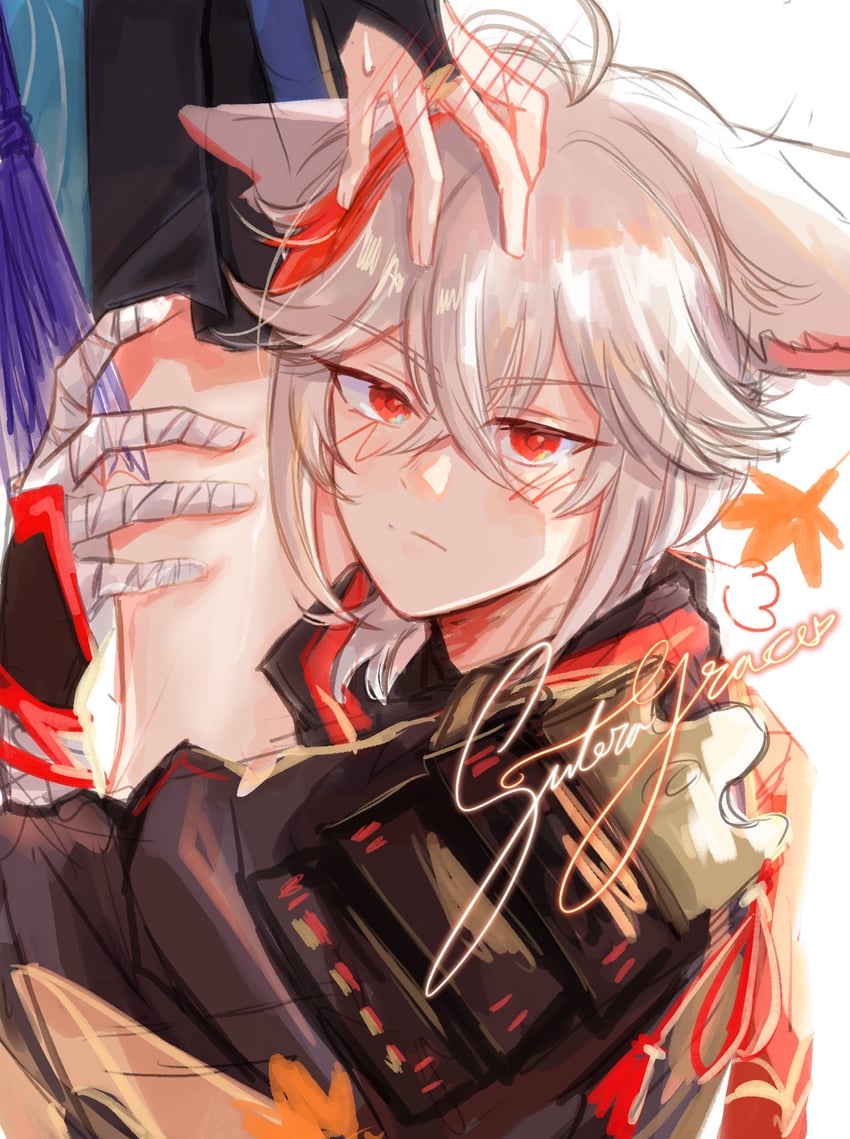 scaramouche, wanderer, and kaedehara kazuha (genshin impact) drawn by suteragrace