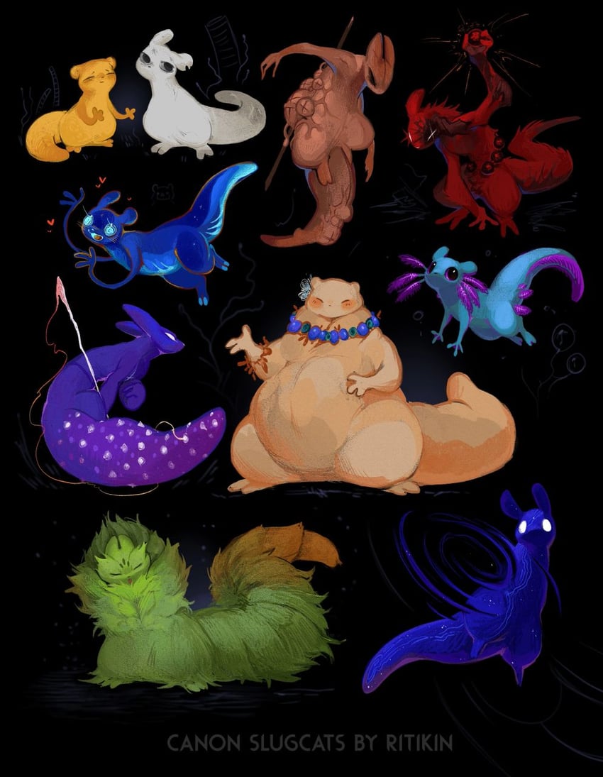 survivor, spearmaster, rivulet, artificer, hunter, and 5 more (rain world) drawn by lapikili1