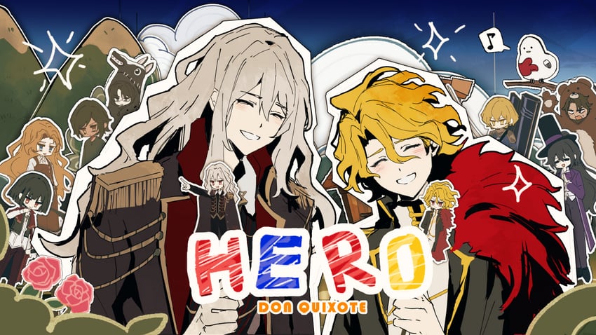 don quixote, sinclair, hong lu, ryoshu, heathcliff, and 6 more (project moon and 2 more) drawn by sixgod