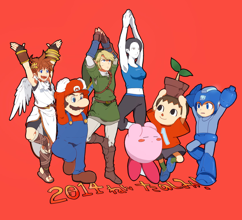 link, kirby, mario, pit, mega man, and 2 more (the legend of zelda and 7 more) drawn by nikayu